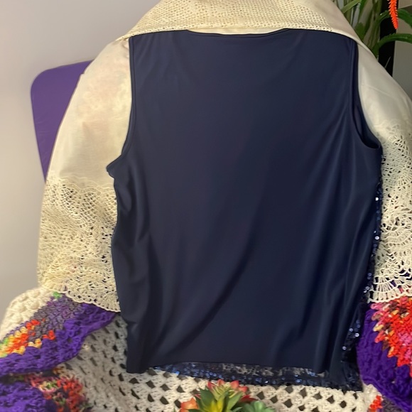 Navy Blue sequin top for plus size 16to18 XL - Picture 3 of 4